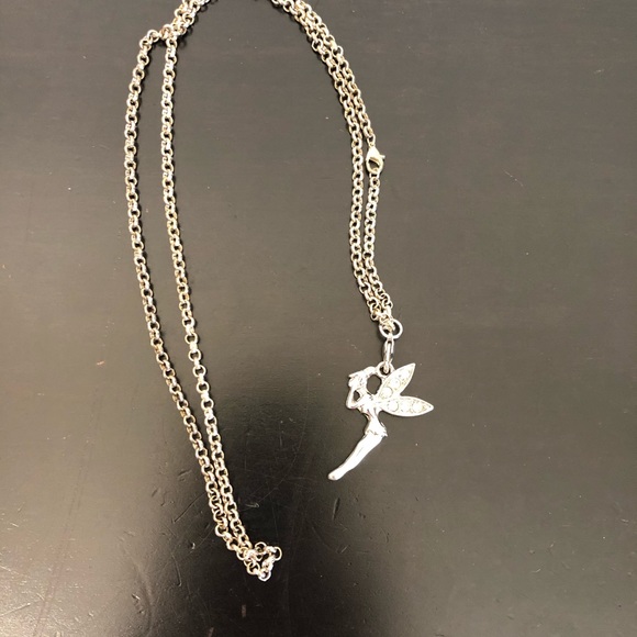 Tinkerbell Fairy Silver Rhinestone Necklace - Picture 4 of 12